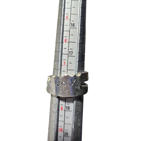 New ring made from a vintage silverplated fork. Handmade. Stamped Joy. Size 8.5 - Picture 7 of 7